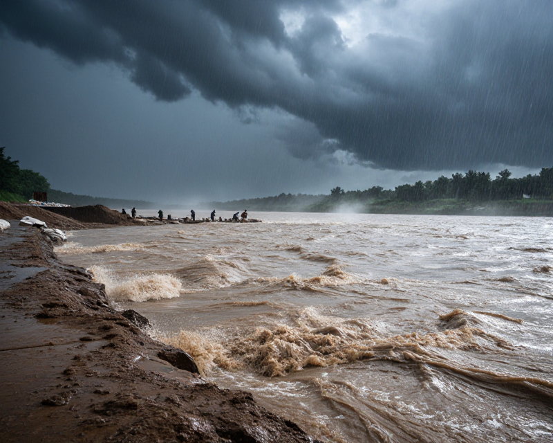 Heavy rain and riverbank preparation