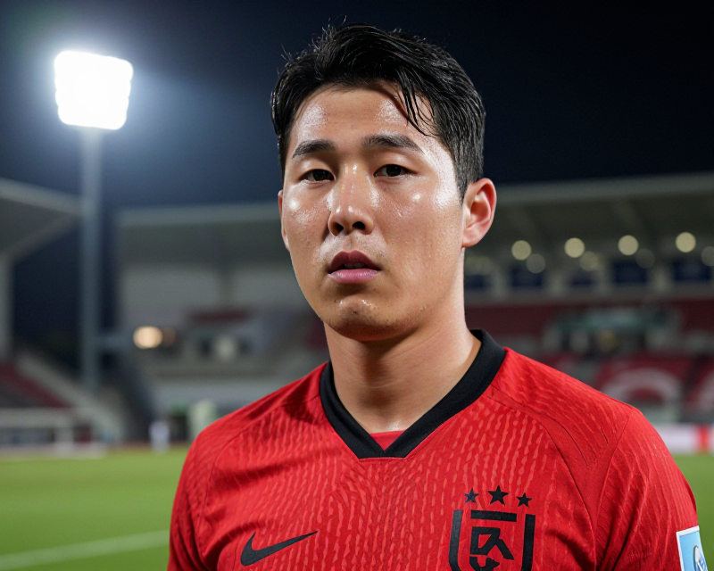 Determined South Korean Football Player