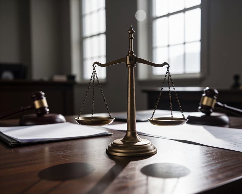 Scales of Justice in US Courtroom